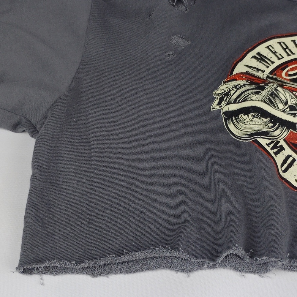 Windsor Distressed Grey Motorcycle Graphic Cropped Sweatshirt - Picture 10 of 14